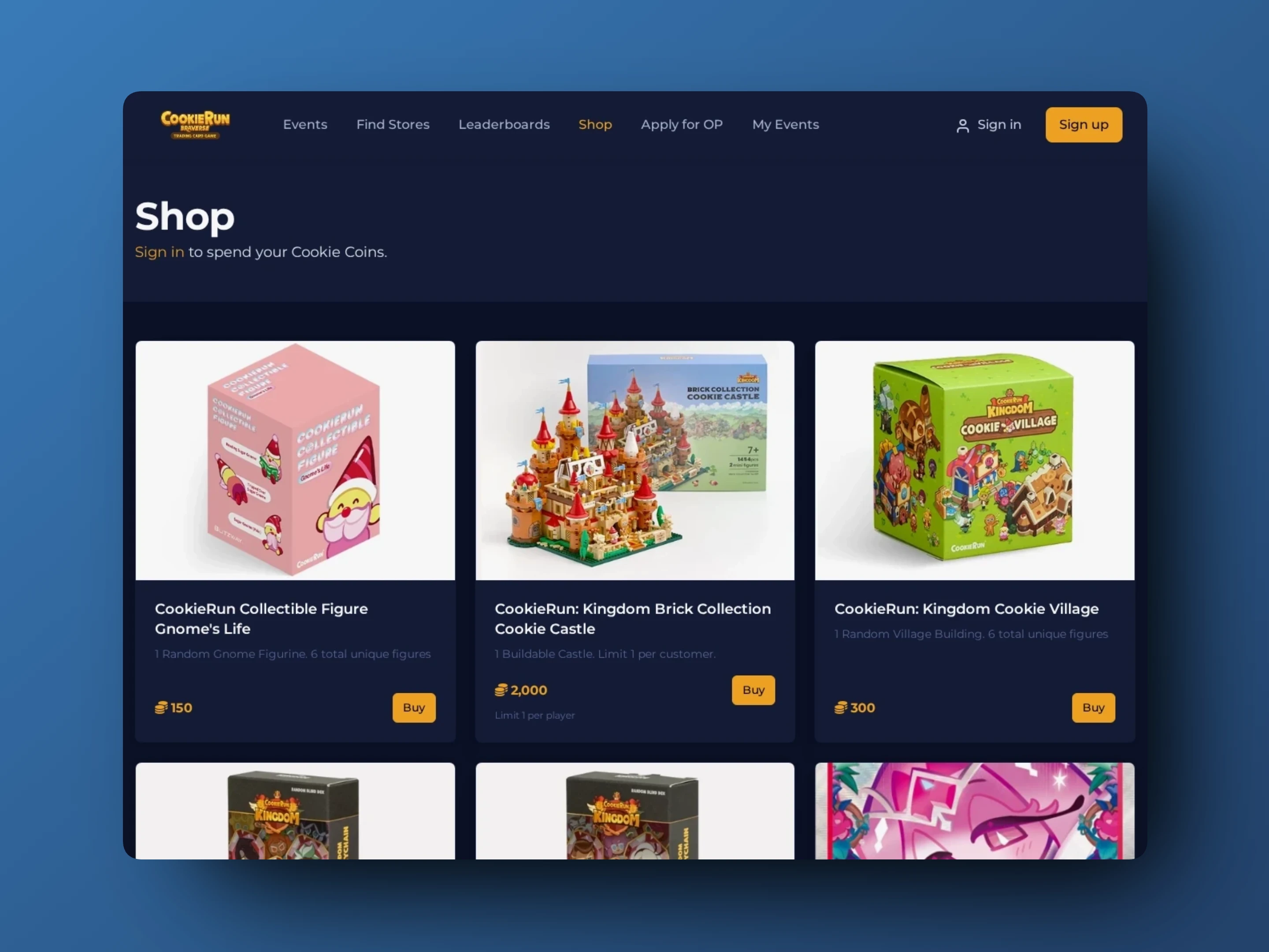 CookieRun: Braverse rewards shop — Cookie Coins spent on real product